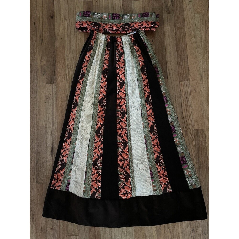 Chessa Davis Vintage 70s Peasant MaxiSkirt Velvet/Satin Taffeta/Lace with Belt